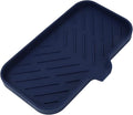 MicoYang Silicone Bathroom Soap Dishes with Drain Spout-Kitchen Sink Organizer,Sponge Holder,Dish Soap Tray,Perfect for Dispenser,Scrubber,Bottle,Cup on Sink or Counter-Navy Blue 9.6"×5.3"