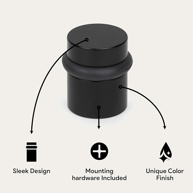 Mega Handles Square Floor Door Stopper, Quickly Installed Wall Protector Stopper, Wall Protectors from Door Knobs, Floor Door Stop with Mounting Hardware Included - Satin Brass - 1.5 Inch
