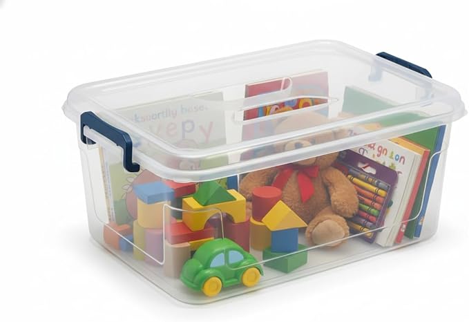 Tribello Clear Storage Bins with Lids, Stackable Plastic Storage Containers for Home Organization – Totes for Closet and Underbed Storage, 21 Quarts