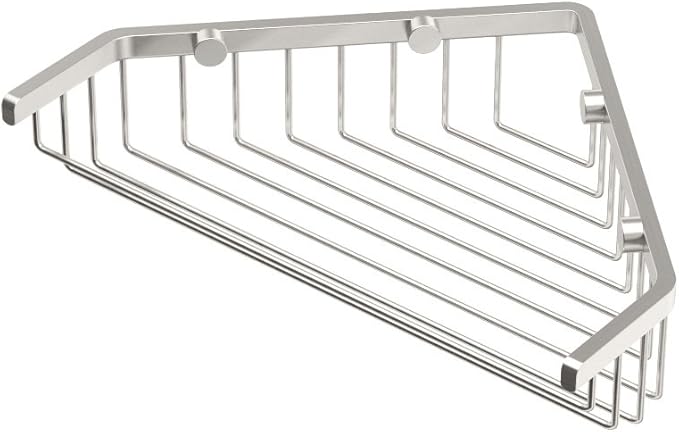Gatco 1514 9-1/4-Inch Length Shower or Tub Corner Basket, Satin Nickel