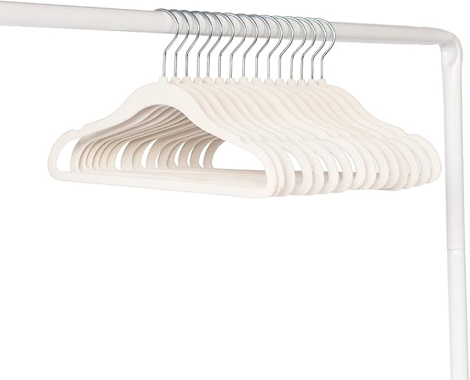 3 Sprouts Velvet Baby Hangers - Non-Slip Hanger for Infant, Toddler, Baby Clothes - Closet Kids Hangers with Slim Design, Nordic Colors, Pack of 50 - Cream