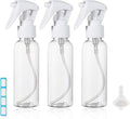 Travel Size Spray Bottle, 3.4oz/100ml Plastic Fine Mist Spray Bottle Set, Refillable Liquid Containers, 3pcs Clear Trigger Sprayer with Funnel and Labels for Styling Kitchen Home Office Cleaning