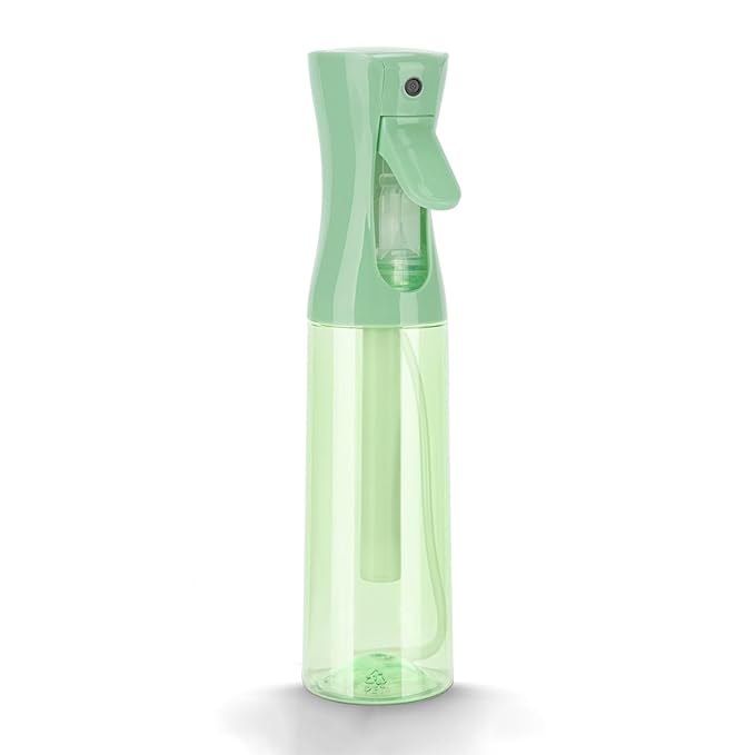 Spray Bottle for Hair (10.15OZ /300ML) Continuous Ultra Fine Mist Sprayer for Hair, Salons, Barber, Plants, Skin Care, 1 Plack Clear Green