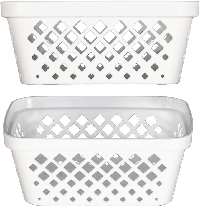 Glad Plastic Storage Basket Set - Multipurpose Drawer Trays, Kitchen Pantry Containers, and Bathroom Bins - 9 Pack Small Organizers, White, 6.25"L x 4.6"W x 2.7"H
