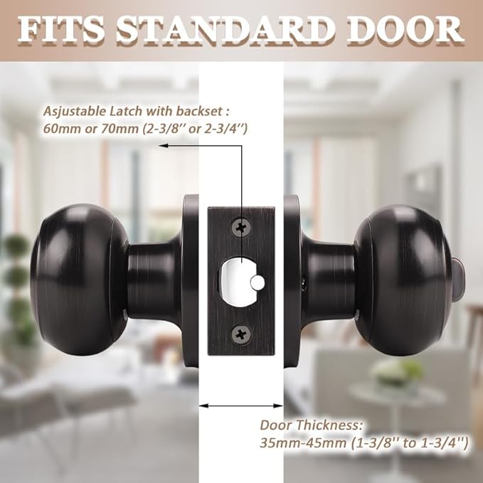 Probrico Oil Rubbed Bronze Door Knobs Interior, Bedroom Door Locks, Privacy Door Knobs with Lock, 20 Pack