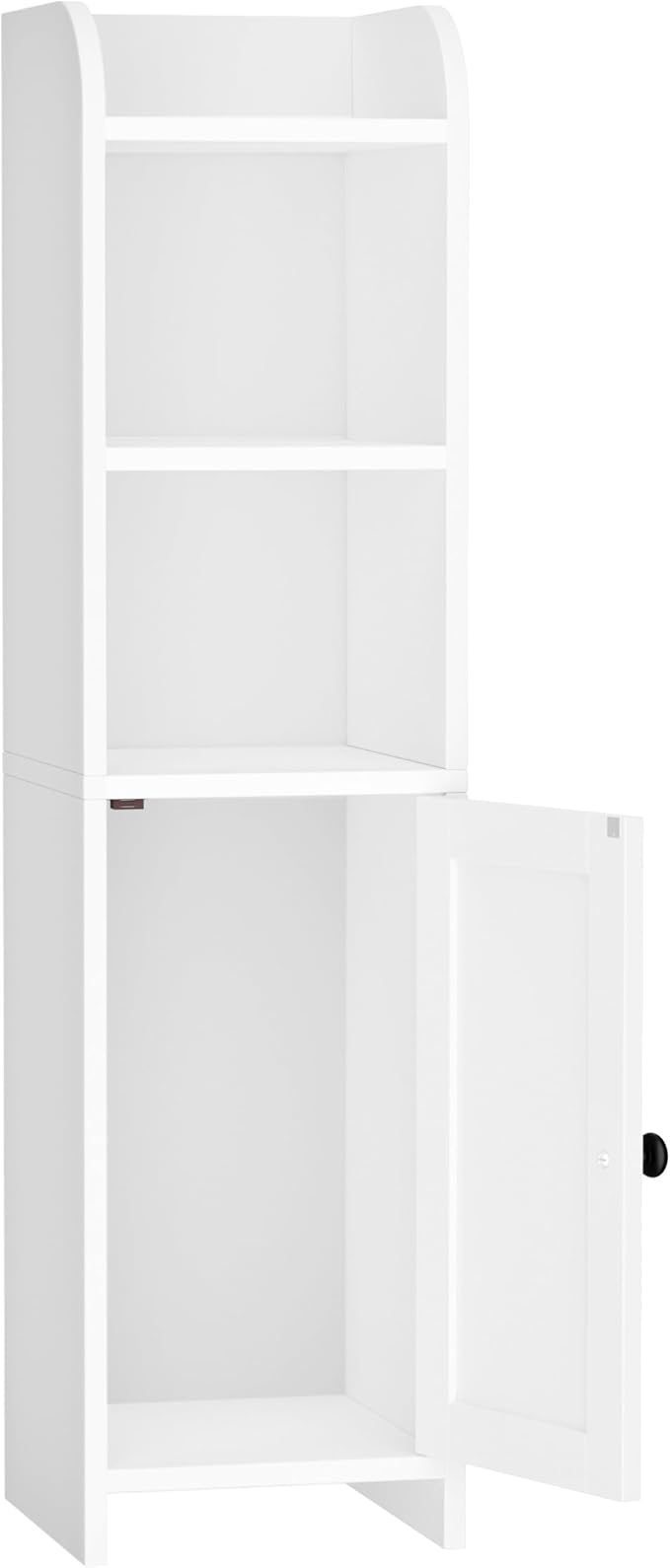 Homhedy Small Bathroom Storage Corner Floor Cabinet with Door and Shelves, Beside The Toilet Paper Stand for Skinny, Narrow Toilet Paper Cabinet, 9.8" D x 7.9" W x 31" H, White