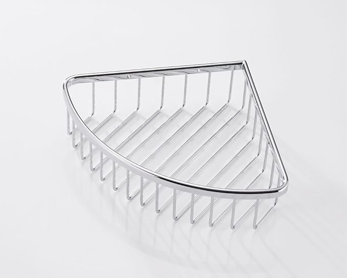 SANLIV Corner Shower Caddy,Chrome Corner Shower Basket,Wall Mounted Bathroom Soap Holder & Shampoo Shelf,Solid Brass Wire Basket Soap Dish for Inside Shower,Polished Chrome
