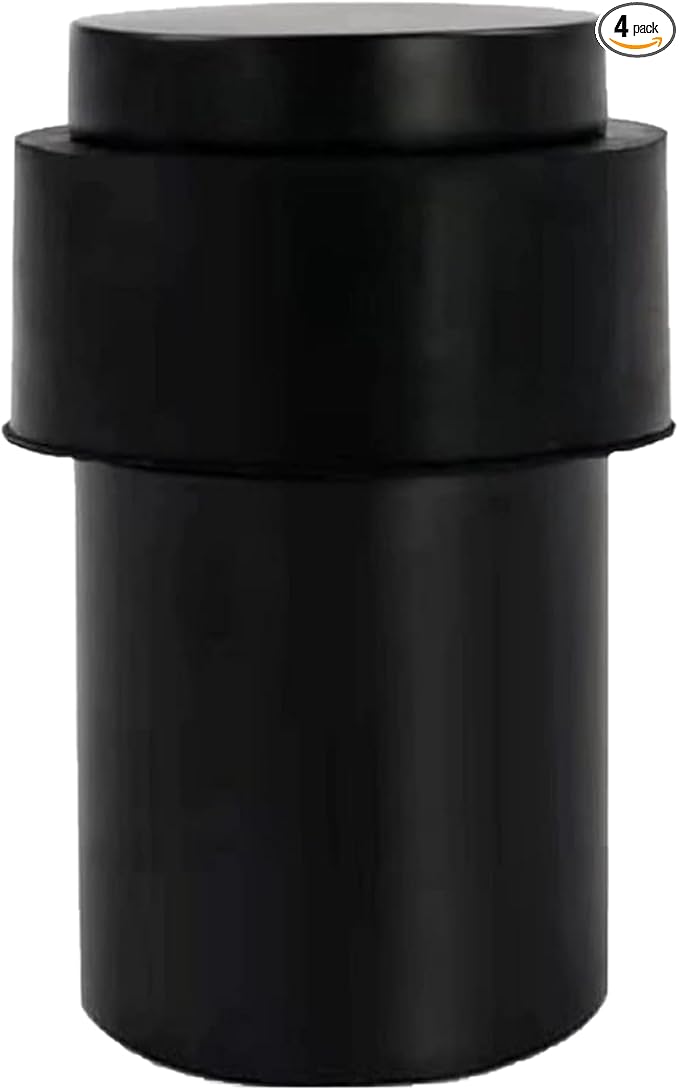 KHTUMEWARE 4 Pack 2-1/2 in Floor Door Stopper,Matte Black Door Stop,Wall Protector Commercial Door Bumper Wedge Decorative Cylindrical Install Door stoppers on The Floor