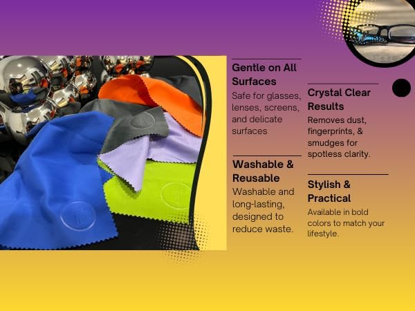 Extra Large Microfiber Screen Cleaning Cloths | 12"x12", 230 GSM | Australian Designed | Eyeglass, Glasses, Camera, Screen, TV, Laptop & Headset Cleaning Cloths | 3 Packs, Bold Series