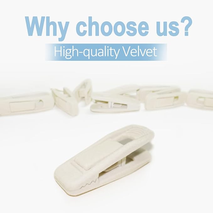Beige Velvet Hangers Clips 50 PCS, Non-Slip Velvet Skirt Hanger Clips for Ivory/Beige Velvet Hangers, Strong Finger Clips Perfect for Thin Velvet Hangers Skirt Pant Suit Velvet Hangers