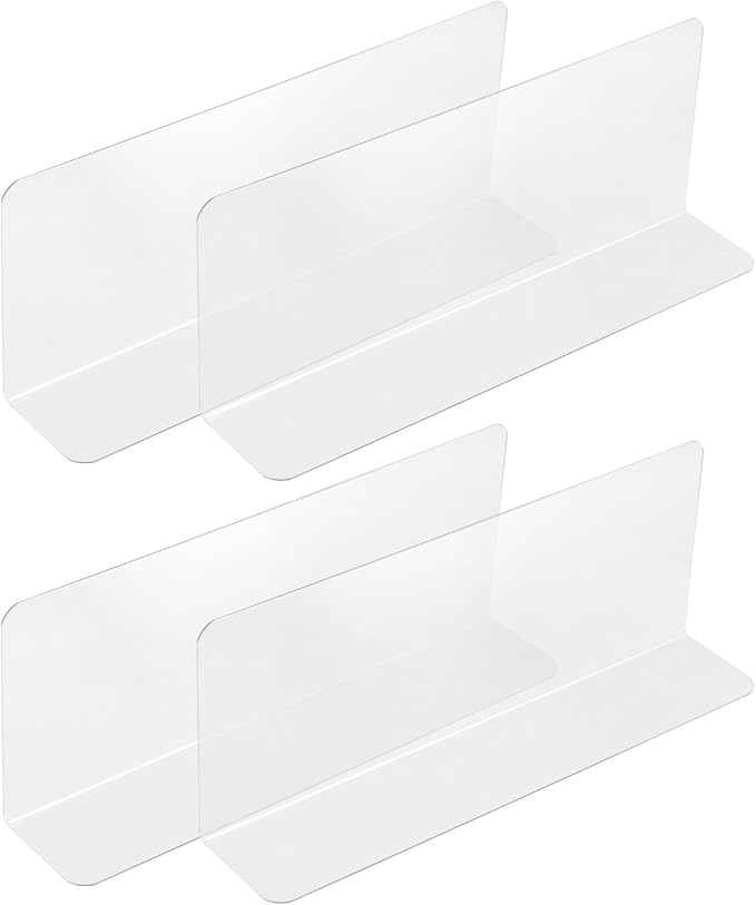 uxcell 4pcs Clear Shelf Dividers, 10"x3.9" Plastic L-Shaped Shelf Separator, Transparent Organizer Divider for Supermarket Store Commodity Classification