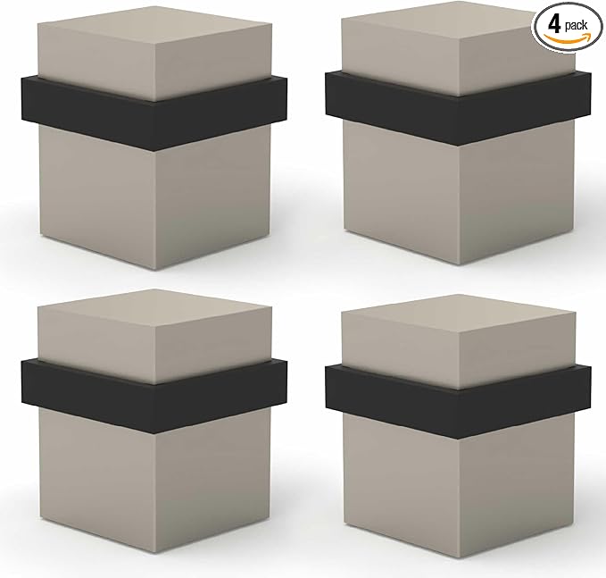 Mega Handles Square Floor Door Stopper, Quickly Installed Wall Protector Stopper, Wall Protectors from Door Knobs, Floor Door Stop with Mounting Hardware Included - Satin Nickel - 1.5 Inch
