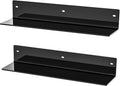 16 Inches Black Acrylic Wall Shelves 2 Pack, L Shape Floating Shelf, Acrylic Corner Shelf for Model Car, Candle, Calendar, Towel, Toiletries, Moisture-Proof, 4'' Depth