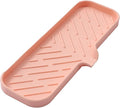MicoYang Silicone Bathroom Soap Dishes with Drain Spout-Bathroom and Kitchen Sink Organizer,Sponge Holder,Dish Soap Tray,Perfect for Dispenser,Scrubber,Bottle,Cup on Sink or Counter-Pink 12"×4"