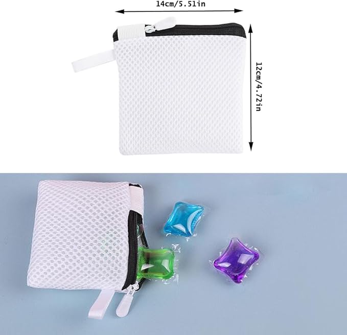 2 Pack In-Wash Scent Booster Beads Laundry Bag with Zipper Laundry Detergent Pacs Wash Bags for Soap Pacs Pods Sheets Scent Crystals Washing Machine Cleaner Descaler Deep Cleaning Tablets