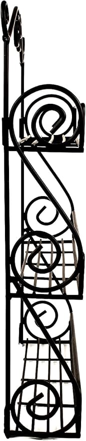 FitWell Scroll Wall Mount Spice Rack, 3-Tier, Traditional Spice Rack Cabinet & Kitchen, Beauty & Nail Polish Organizer for Bathroom, Scroll Wall-Mounted (Black)