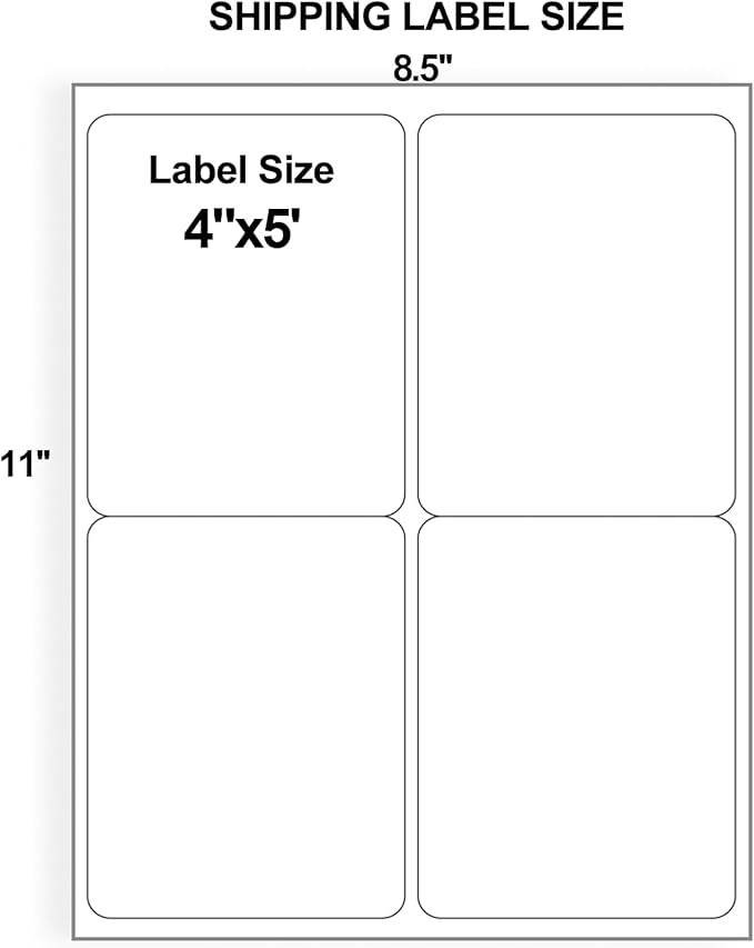 4"x5" Shipping Address Labels, Matte White Printable Labels, 160 Total (40 Sheets, 4-Up), Compatible with Laser & Inkjet Printers for Packaging & Mailing