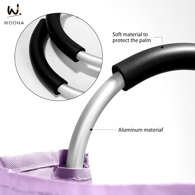 WOOHA Laundry Basket, Laundry Hamper,Collapsible Folding Clothes Hamper, Waterproof Easy Carry with Foam Protected Aluminum Handles,laundry bag,95L,Purple