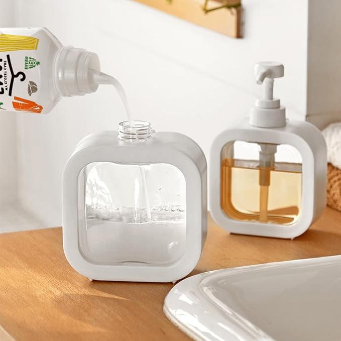 Hand Soap Dispenser for Bathroom, Modern Dish Soap Dispenser for Kitchen Sink, Liquid Soap Container with Pump, Clear Plastic Soap Pump Bottles (2 Packs,17oz, White)