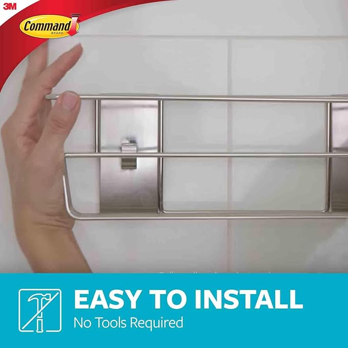 Command Shower Caddy Matte Black with Water Resistant Strips, Bathroom Organizer, Holds up to 6.5 lbs