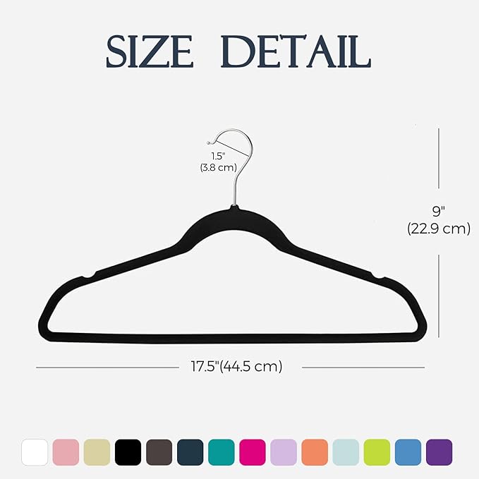 HOUSE DAY Premium Velvet Hangers, Non-Slip Thin Flocked Felt Hangers, Sturdy Clothes Hangers Heavy Duty Coat Hangers & Suit Hangers, Durable Suit Hangers for Closet Space Saving (20 Pack, Black)