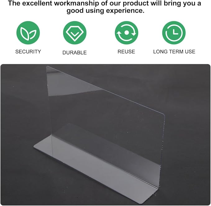 Yardwe 10Pcs Clear Plastic Shelf Dividers - 7.8Inch L-Shaped Store Goods Separators for Shelves Supermarket Commodity Classification Organizer for Home Kitchen and Retail