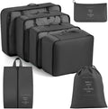 Generic 7set Packing Cubes for Suitcases - Travel Storage Bag with Mesh, Breathable, Durable Compression, Shoe Bag - Black, Polyester, Zipper Closure, 7 Pieces, 507.5L, Travel Organizer, Packing Cube