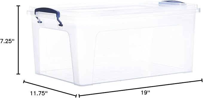 Superio Clear Storage Container with Lid, 16 Quart Plastic Bin for organization, Non-Toxic, BPA Free, Odor-Free, Stackable Latch Box organizer for Home, Dorm, Classroom, Garage, Closet (16 Quart)
