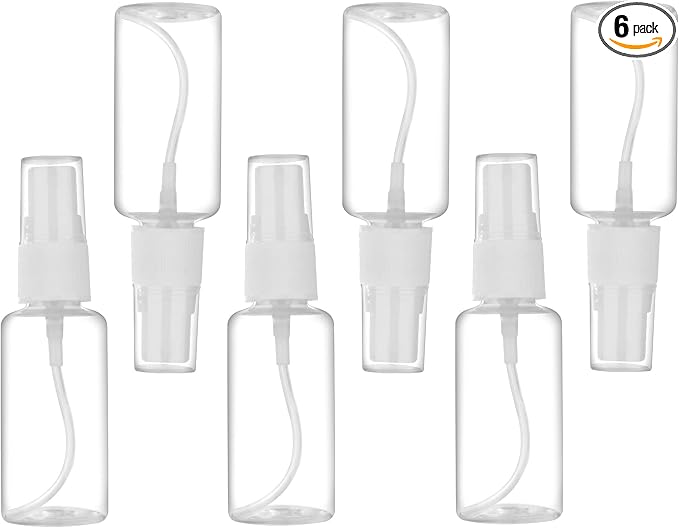 Spray Bottle, 1oz/30ml Small Plastic Fine Mist Spray Bottles, Mini Empty Travel Bottles with Funnels and Labels 6 Pack