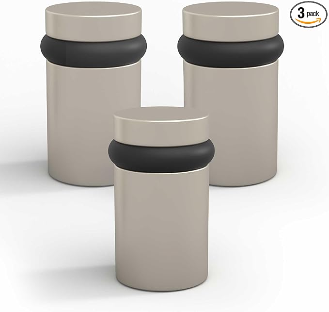 Mega Handles Floor Door Stopper, Quickly Installed Wall Protector, Wall Protectors from Door Knobs, Floor Door Stop with Mounting Hardware Included - Satin Nickel - 2 Inch