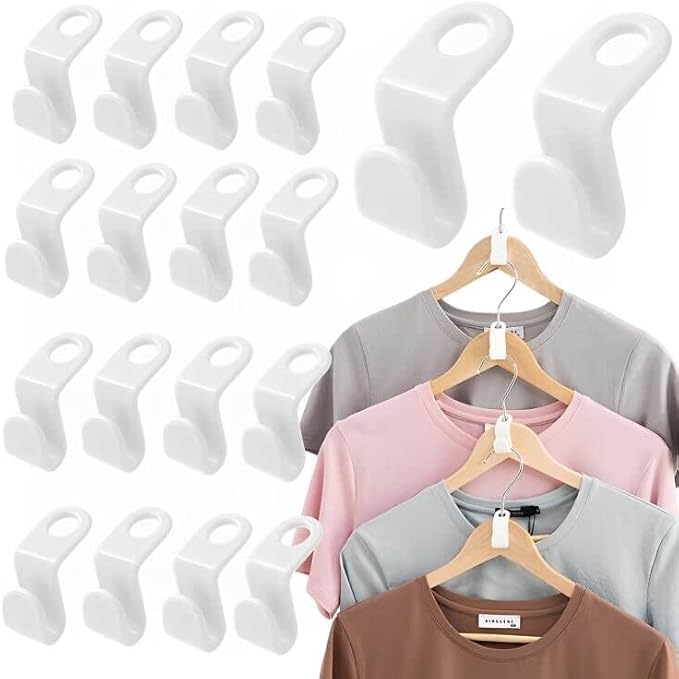 Clothes Hanger Connector Hooks, Plastic Cascading Hooks Extender Clips, Space Saving Wardrobe Clothing Outfit Organizer for Closet Cabinet (100PCS White)