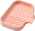 MicoYang Silicone Bathroom Soap Dishes with Drain Spout-Bathroom and Kitchen Sink Organizer,Sponge Holder,Dish Soap Tray,Perfect for Dispenser,Scrubber,Bottle,Cup on Sink or Counter-Pink 4.9"×3.2"