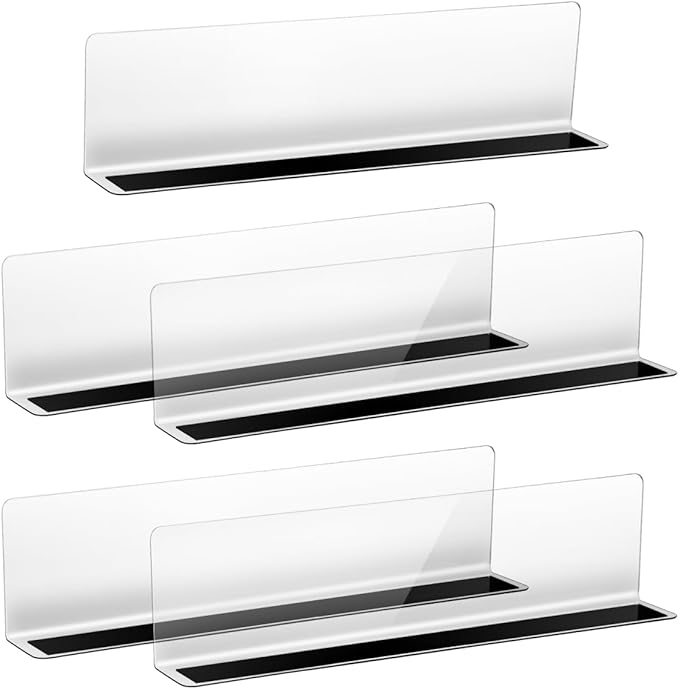 5 PCS Clear PVC Shelf Dividers, Magnetic Base for Positioning L-Shaped Plastic Retail Gondola Separators for Store Shelves, Convenient Store Goods Organization, and Shallow Wire Racks