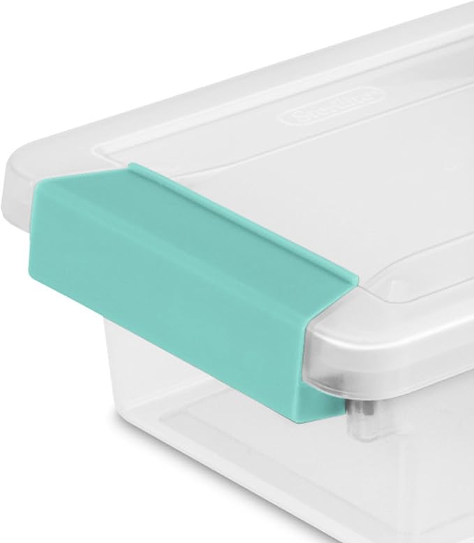 Sterilite 12-Pack Clip Box, Stackable Clear Plastic Bins with Latching Lids, Mini - Writing, Arts or Crafts Supplies Storage Containers for Home, Office, Classroom and Workshop Organization