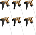 Nanoskin 6-Pack Acid Resistant Trigger Sprayer - Gold, 9 1/4" Dip Tube | High Output, Ergonomic Design, Durable Construction, Adjustable Nozzle for Mist and Stream, Ideal for Acid-Based Cleaners