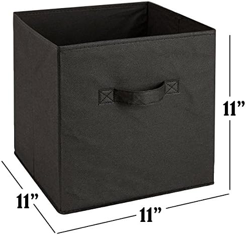 Handy Laundry Foldable Cube Storage Bins - 6 Pack - Decorative Fabric Storage Cubes are Collapsible & Great Organizer for Shelf, Closet or Underbed. Convenient for Clothes or Kids Toy Storage (Black)
