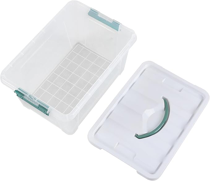 Tyminin 14 Qt Latching Storage Box, Multipurpose Stackable Storage Container Tote for Home or Office Organization, Clear (8 Pack)