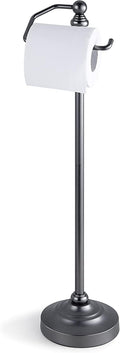 SunnyPoint Deluxe Free Standing Heavy Weighted Toilet Tissue Paper Roll Holder Stand (Black Nickel)