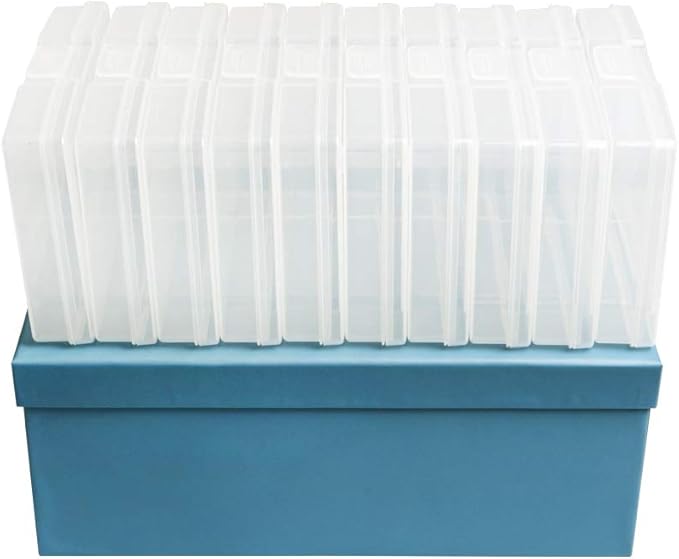 novelinks Photo Case 4" x 6" Photo Storage Box, 10 Inner Picture Storage Containers & Photo Organizer Cases, Portable Photo Craft Keeper for Photos, Crafts, Cards (Sky Blue)
