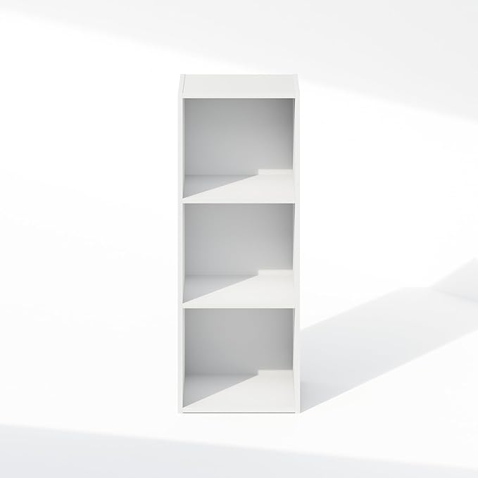 Furinno Reed Closet Organizers and Storage, 3-Tier Closet Organizer, Open Shelf Closet Storage, for Wardrobe, Bedroom, Living Room, White
