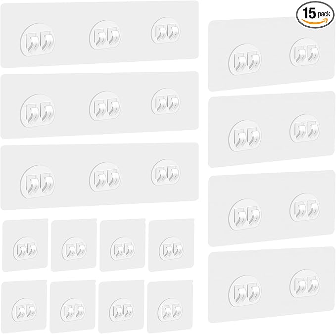 GETRIC 15 Pack Shower Caddy Adhesive Replacement, Adhesive Shelves Hooks Caddy Shelves Rack Basket Organizer Shower Sticker Bathroom Hanging Hook No Drilling Sticky Hanging Hooks (Style 1)