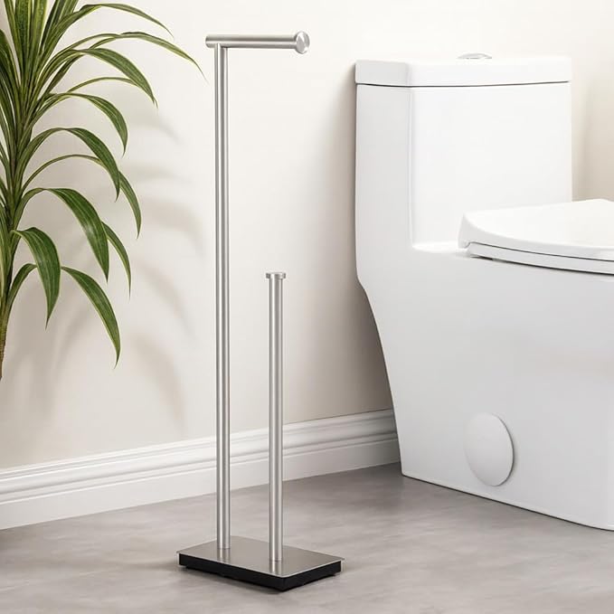 KES Freestanding Toilet Paper Holder Stand with Reserve Toilet Paper Storage for Bathroom SUS304 Stainless Steel Brushed Steel, BPH286S1B-2