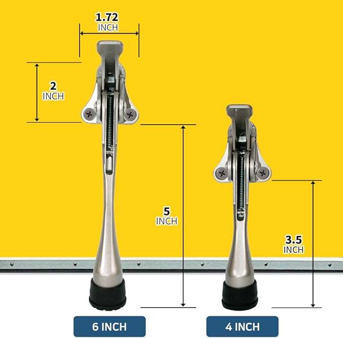 One Touch Kickdown Door Stopper, Door Holder, Heavy Duty Door Stops, Bottom of Door, Height-Adjustable Rubber Tips by HASHI (Black 6 inch x 1pack)