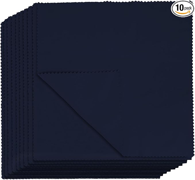 10PCS Suede Microfiber Cloths, 8"×8" Suede Cloth Cleaning Rags, Double-Sided Cleaning Cloths for Car LCD Display, Screens, Glasses, Lenses, Mirrors, Windows, Delicate Surfaces (Black)