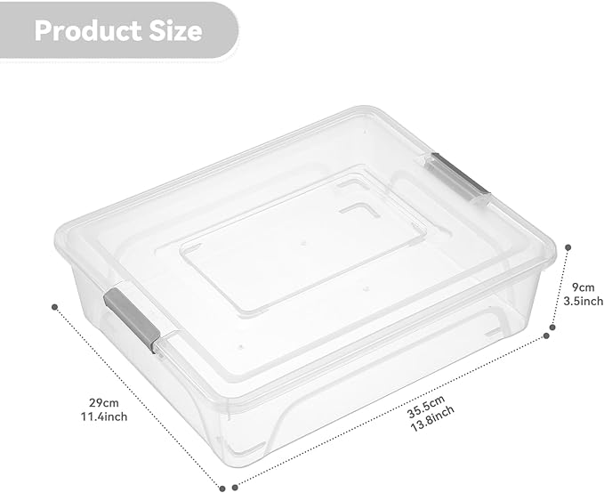 novelinks Clear Stackable Storage Bins with lid Storage Boxes Durable Plastic Organizer Containers for Home Office, Kitchen, Craft Supplies (10 Quart 4 Pack)
