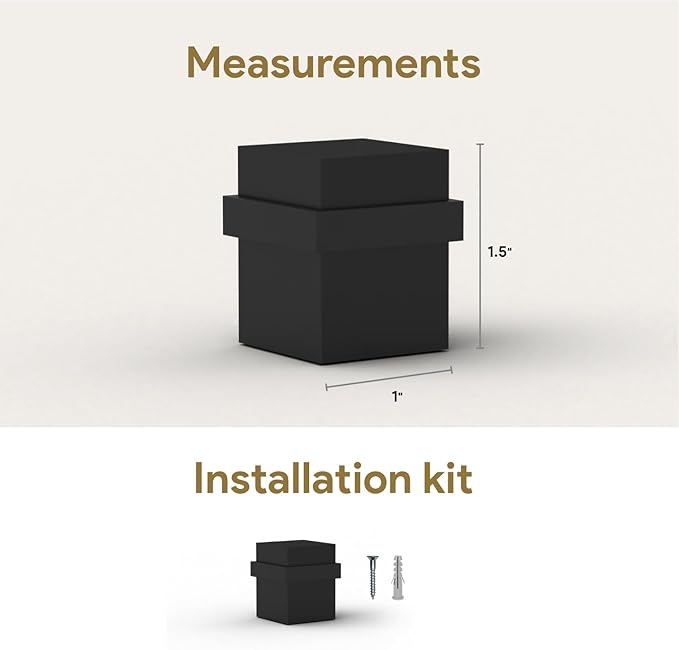 Mega Handles Square Floor Door Stopper, Quickly Installed Wall Protector Stopper, Wall Protectors from Door Knobs, Floor Door Stop with Mounting Hardware Included - Matte Black - 1.5 Inch