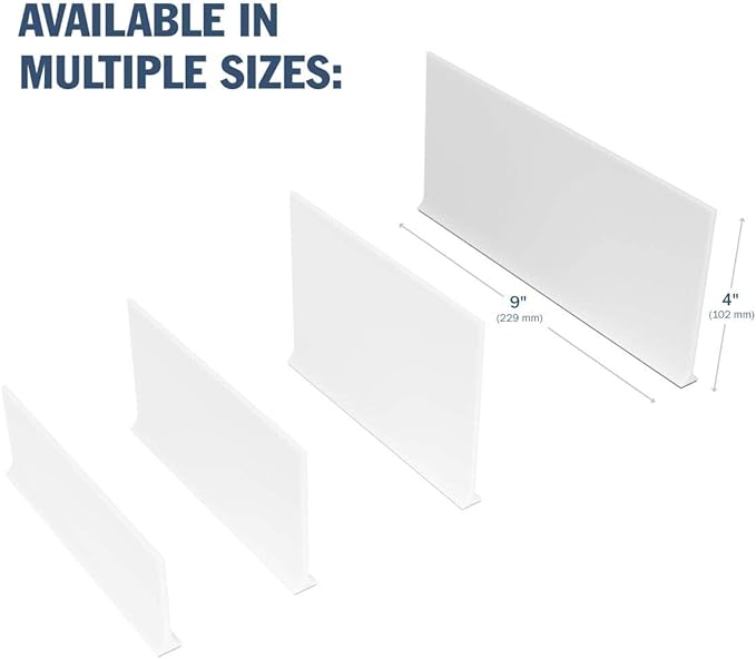 Apothecary Products Magnetic Shelf Divider, For Vitamins, Books, Food and More, 9 in x 4 in, White