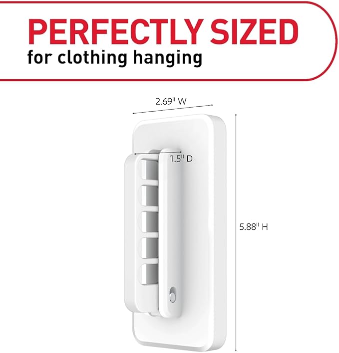 Command Folding Clothes Hanger, Holds up to 5 Hangers 7.5 lb, 1.5lbs per Rung, 1 Hook with 5 Rungs, 4 Strips, Closet Organizer, Home Organization