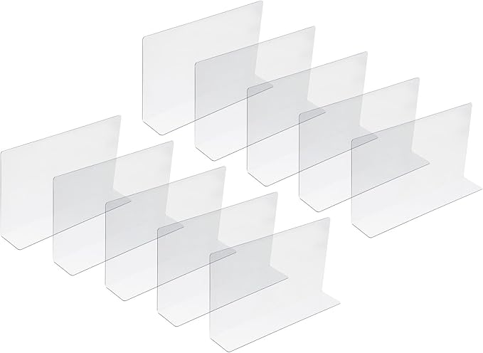 Yardwe 10Pcs Clear Plastic Shelf Dividers - 7.8Inch L-Shaped Store Goods Separators for Shelves Supermarket Commodity Classification Organizer for Home Kitchen and Retail