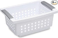Sterilite Small Plastic Stacking Storage Basket Container Totes w/Comfort Grip Handles and Flip Down Rails for Household Organization, 8 Pack, White